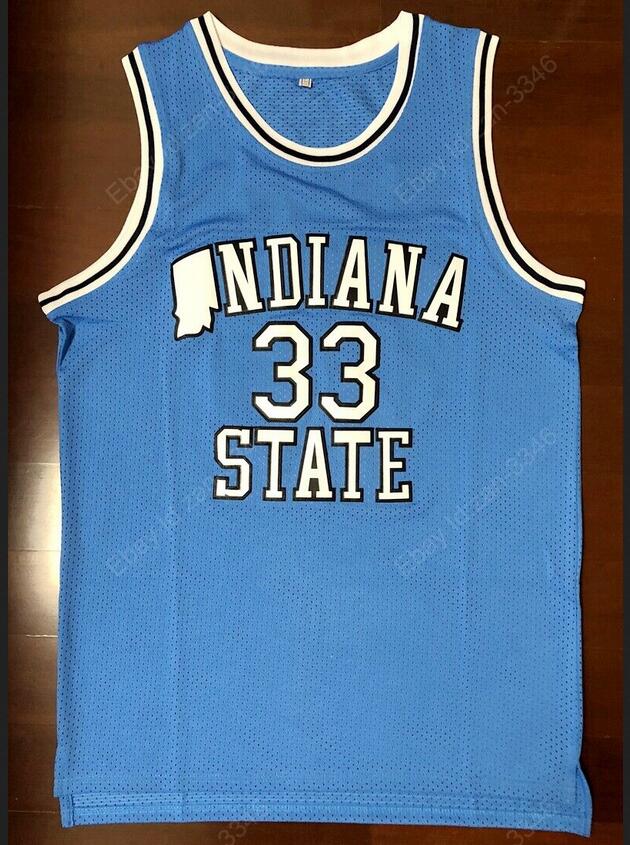 Custom Men NCAA Indiana State 33 Bird Indiana State Jersey All Stitched Blue jersey